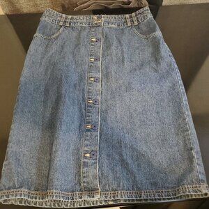 Kim Rogers Skirt Womens 10 Blue Denim Button Front Pockets Medium Wash 90s
